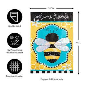 Buzzing Bee Welcome House Applique Flag