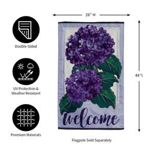 Hydrangea Welcome House Applique Flag