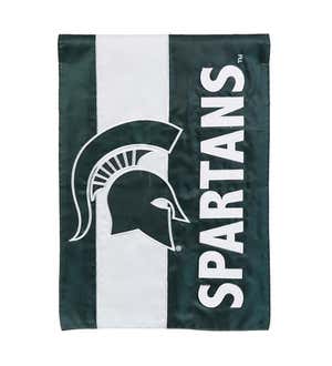 Michigan State University Mixed-Material Embellished Appliqué House Flag