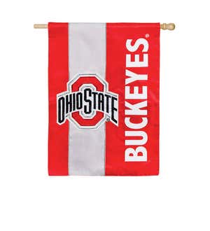 Ohio State University Mixed-Material Embellished Appliqué House Flag