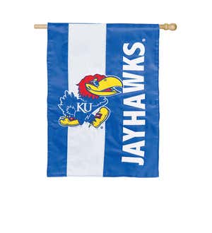 University of Kansas Mixed-Material Embellished Appliqué House Flag