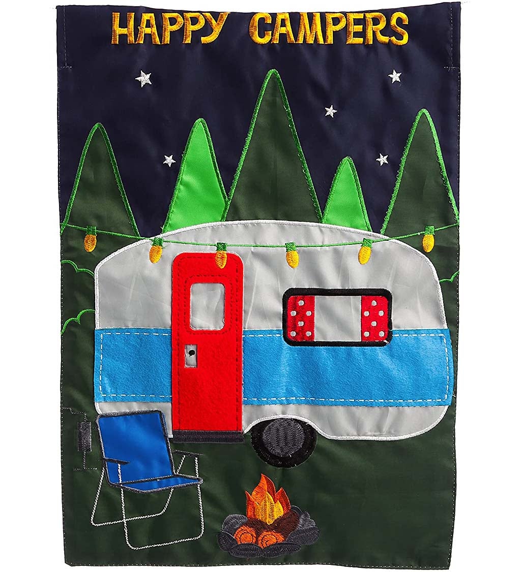 Happy Campers Applique Garden Flag