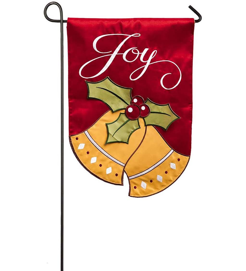 Joyful Christmas Bells Garden Applique Flag