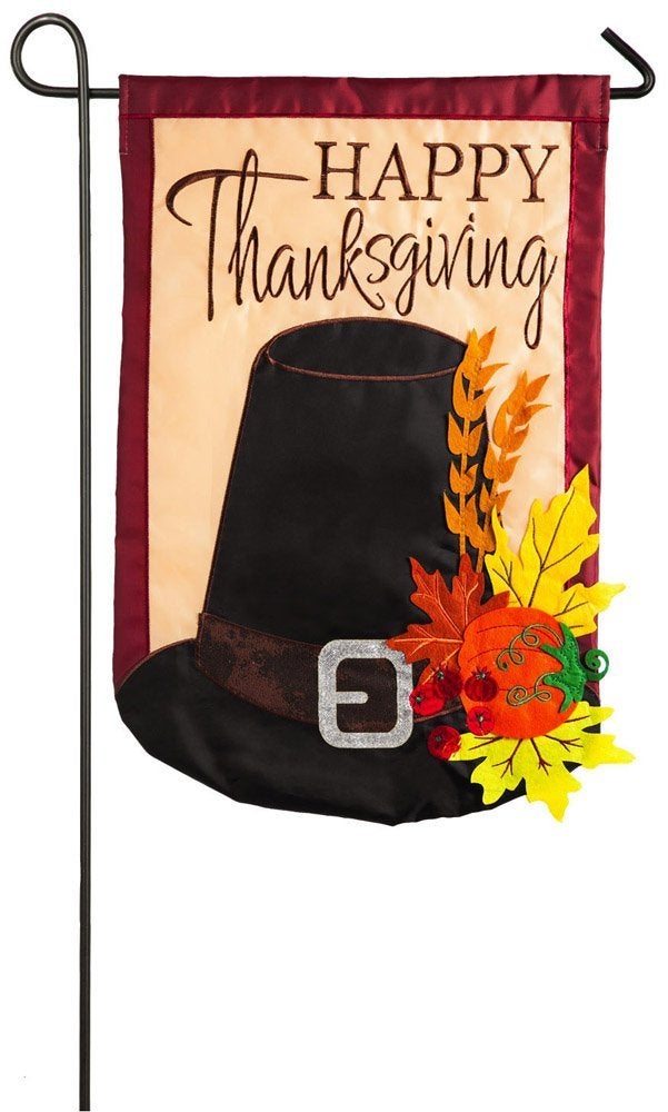 Happy Thanksgiving Harvest Hat AppliquÃ© Garden Flag