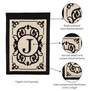 Cambridge Monogram Garden Applique Flag, Letter J