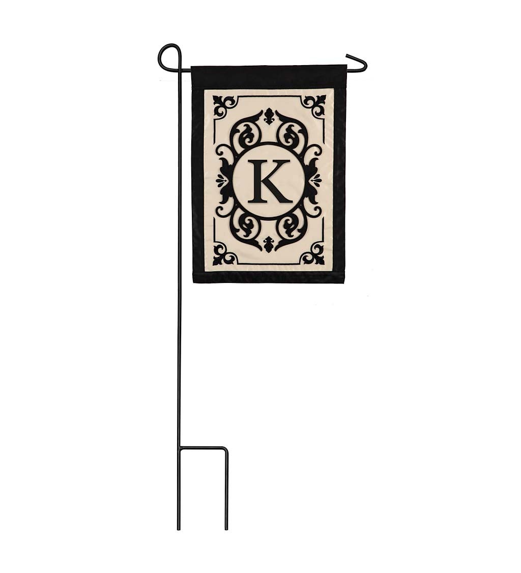 Cambridge Monogram Garden Applique Flag, Letter K