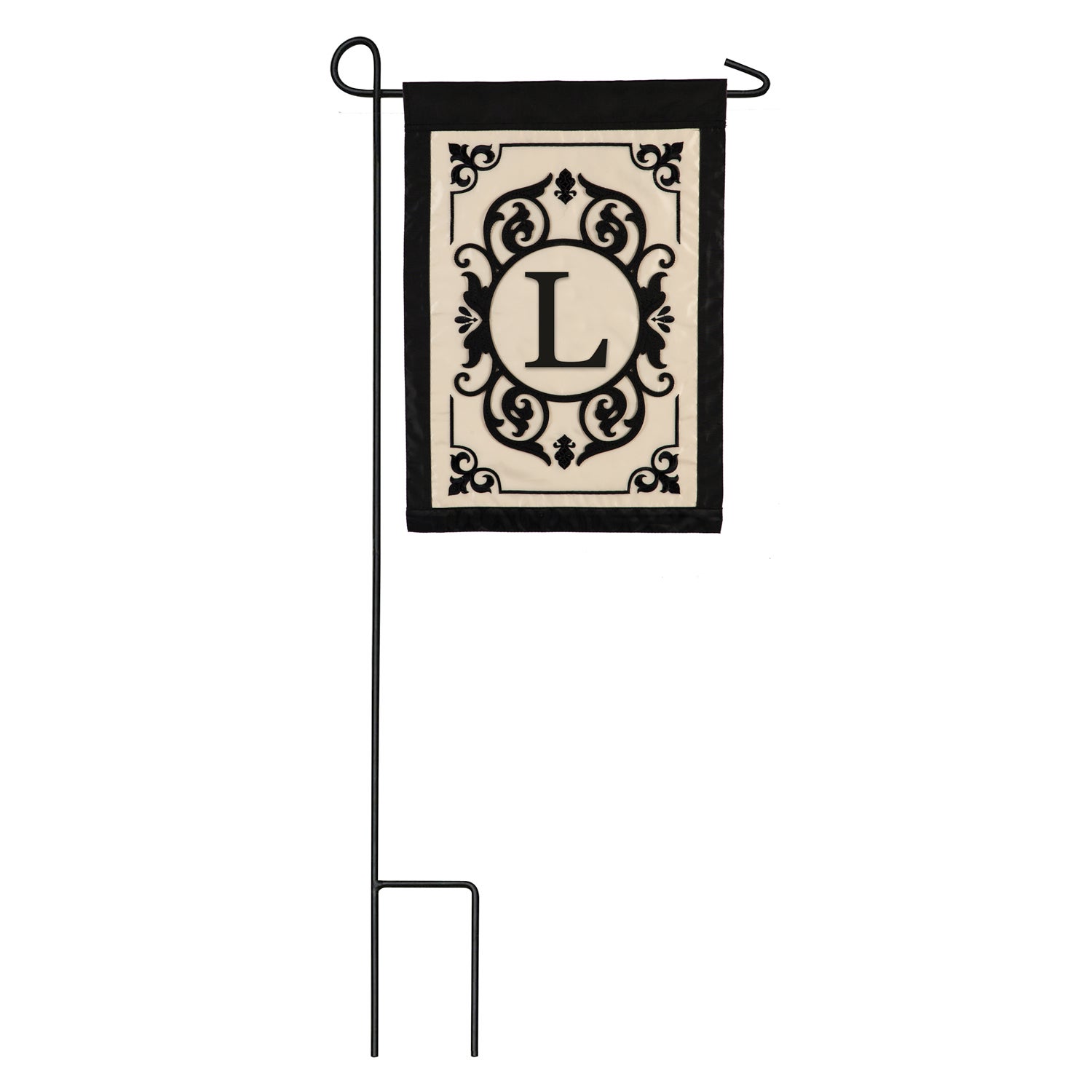 Cambridge Monogram Garden Applique Flag, Letter L