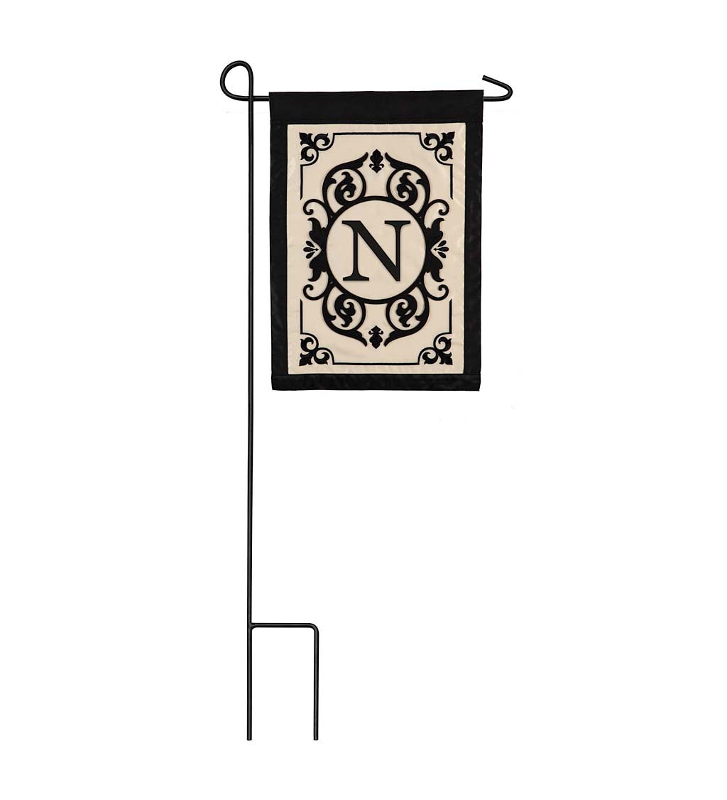 Cambridge Monogram Garden Applique Flag, Letter N