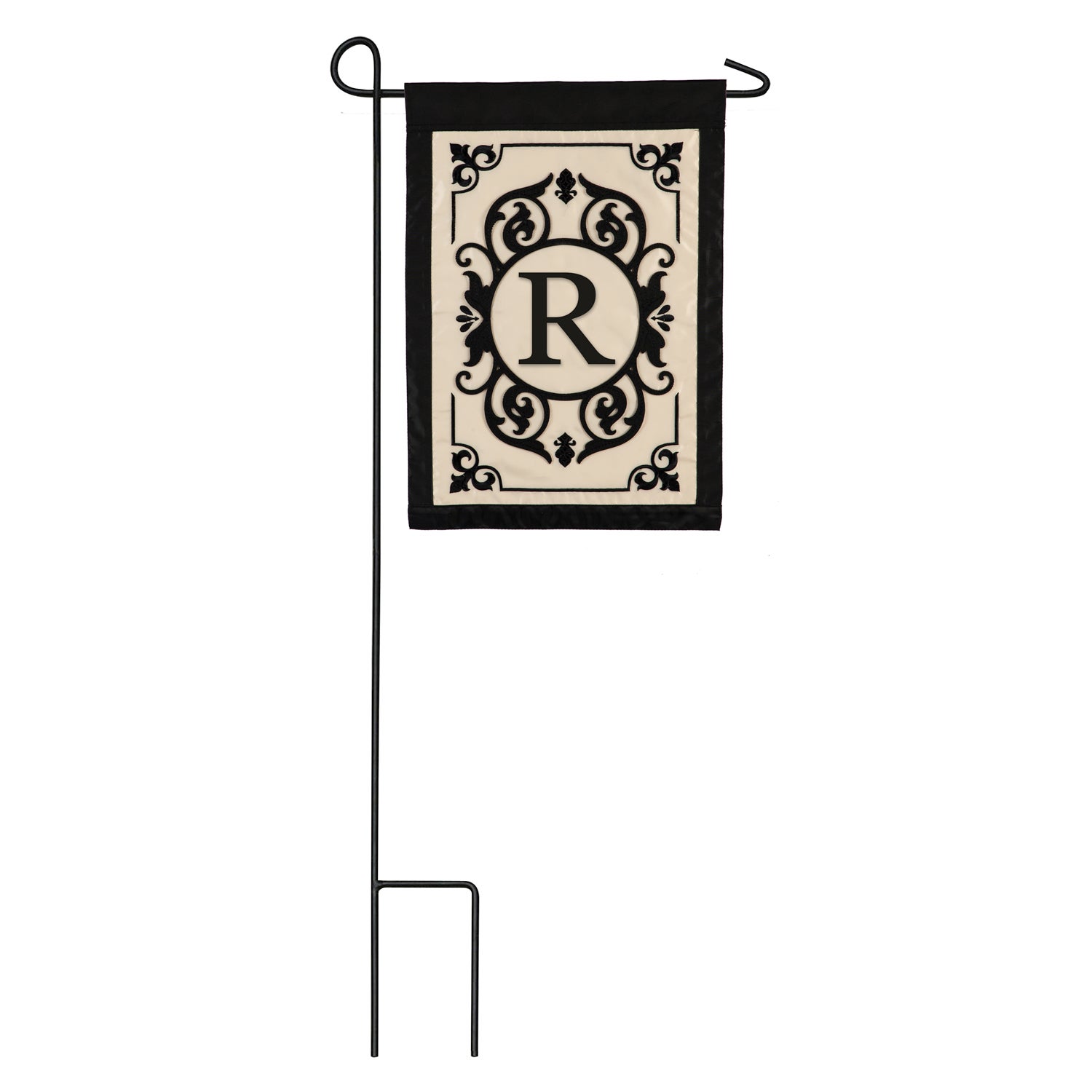 Cambridge Monogram Garden Applique Flag, Letter R