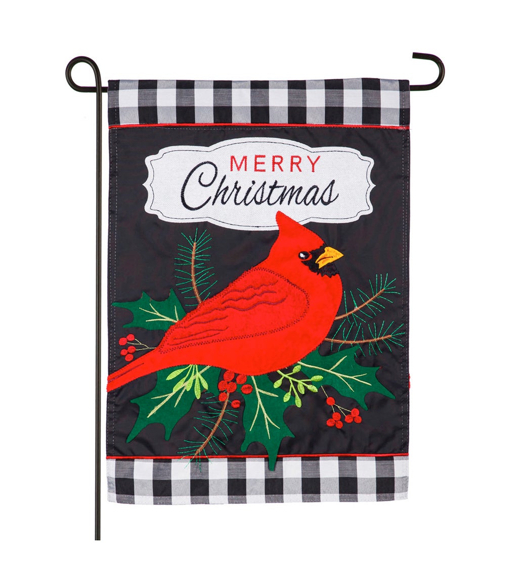 Merry Christmas Cardinal Garden Applique Flag