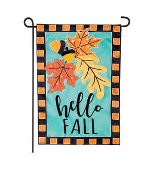 Hello Fall Leaves Garden Applique Flag