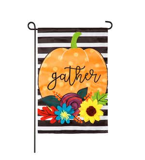 Striped Gather Pumpkin Garden Applique Flag