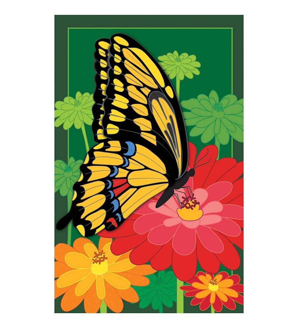 Blossoms and Butterfly Garden Applique Flag