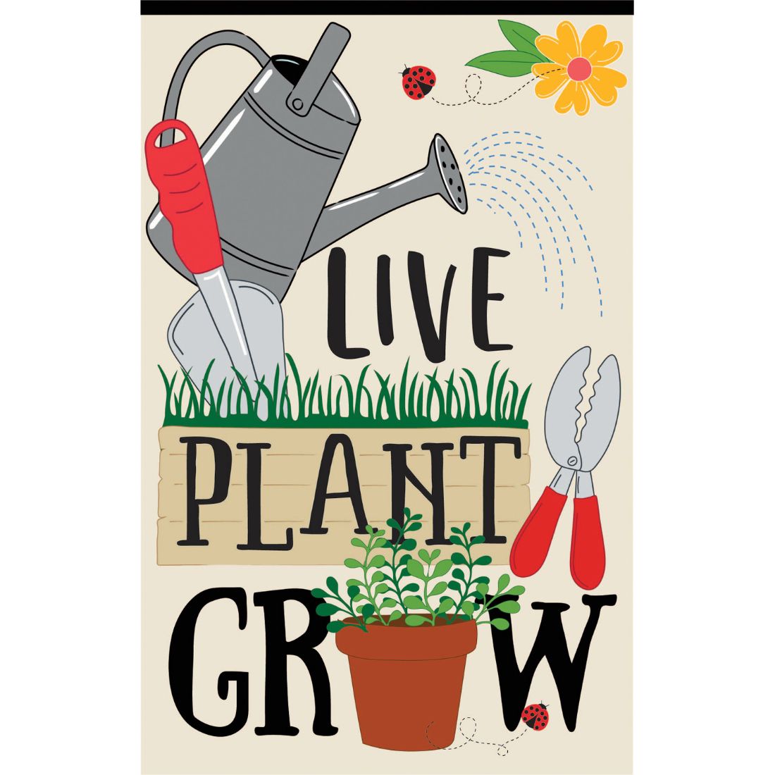 Live Plant Grow Garden Applique Flag