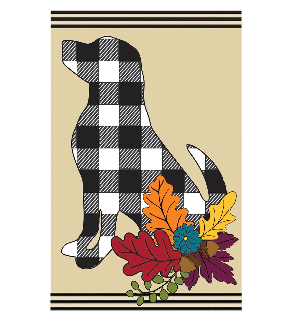 Fall Dog Silhouette Garden Applique Flag