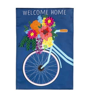 Bicycle with Basket Garden Applique Flag