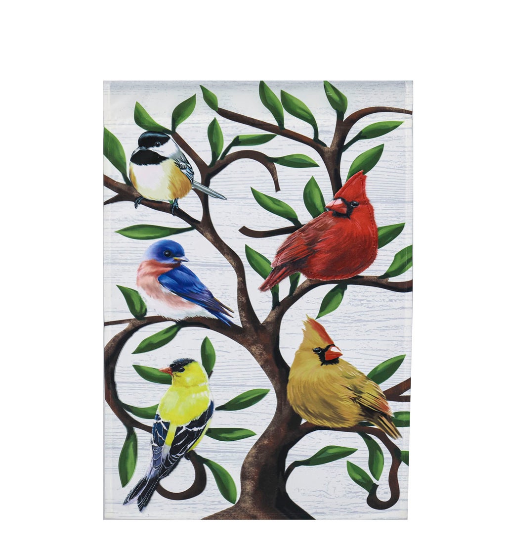 Songbirds in Tree of Life Trellis Garden Applique Flag