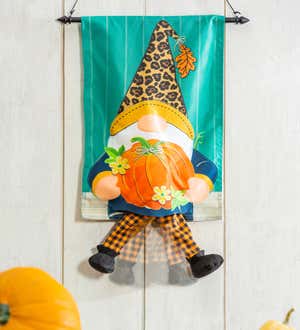 Fall Gnome with Pumpkin Garden Kickin Flag