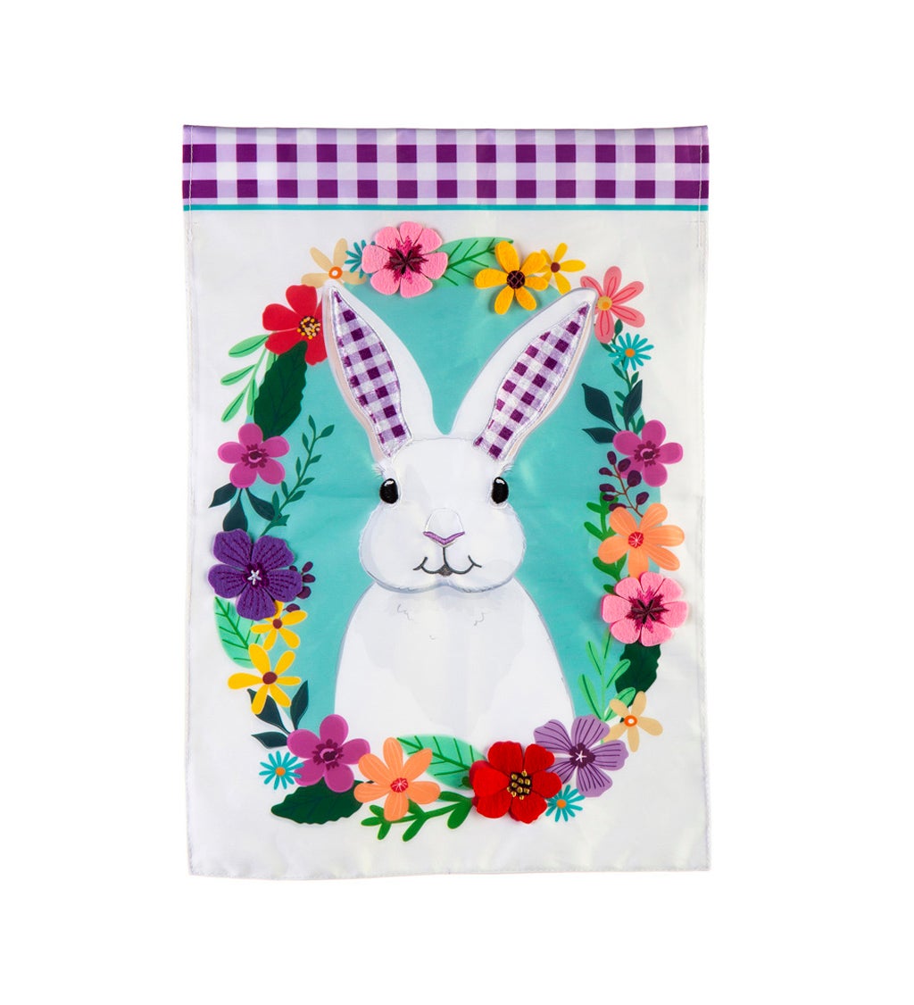 Easter gingham bunnies and carrots in pink, blue, purple, yellow