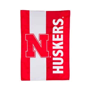 University of Nebraska Mixed-Material Embellished Appliqué Garden Flag
