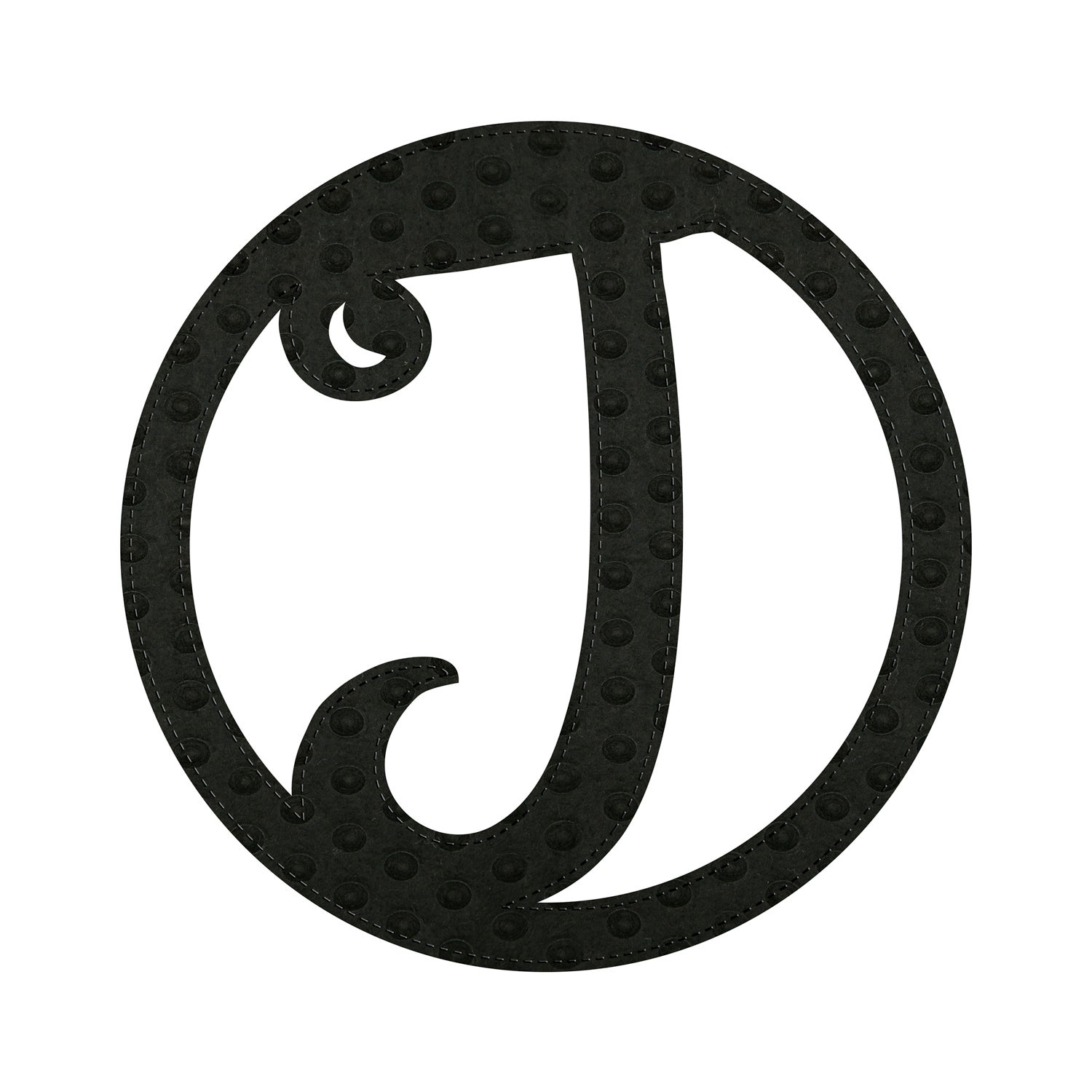 10" Pin-On Black Embossed Letter Perfect Felt Door Decor Monogram, Letter J