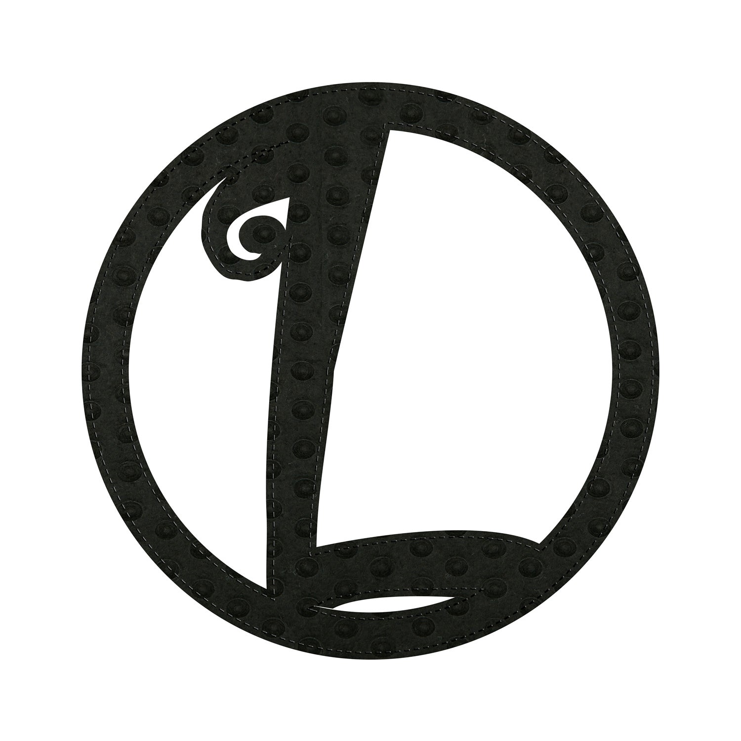 10" Pin-On Black Embossed Letter Perfect Felt Door Decor Monogram, Letter L