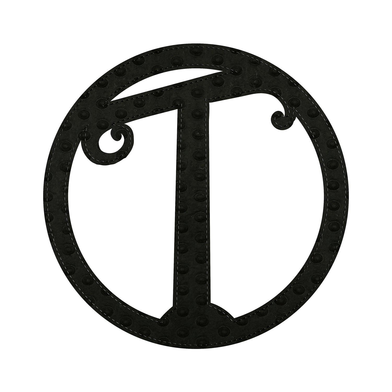 10" Pin-On Black Embossed Letter Perfect Felt Door Decor Monogram, Letter T