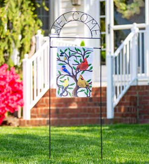 Welcome Garden Flag Arbor Stand