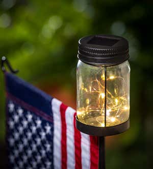 Mason Jar Solar Garden Flag Stand