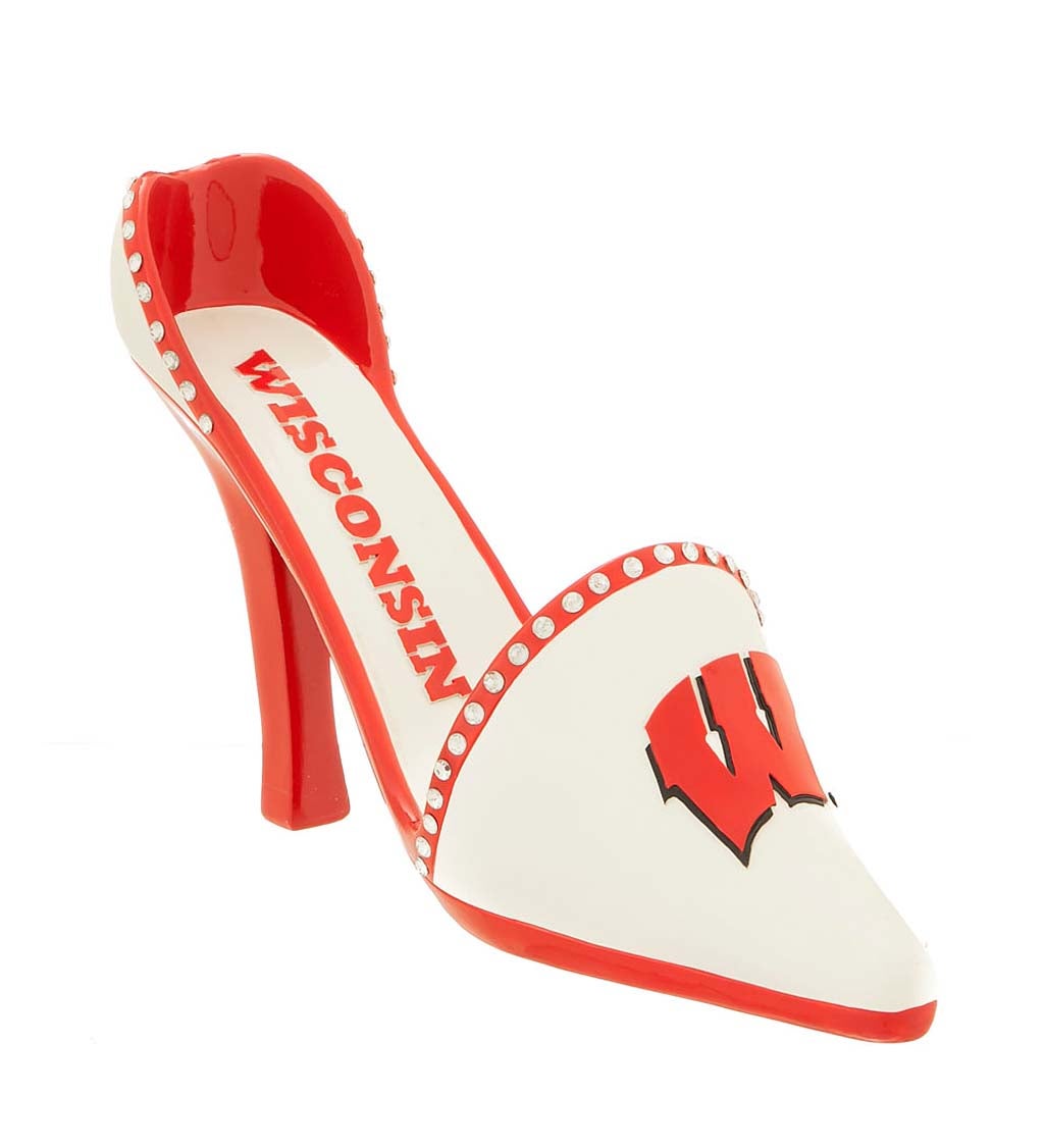 University of Wisconsin Badgers Decorative High Heel Shoe Wine Bottle Holder