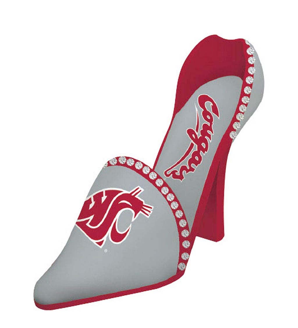 Washington State Cougars Decorative High Heel Shoe Wine Bottle Holder