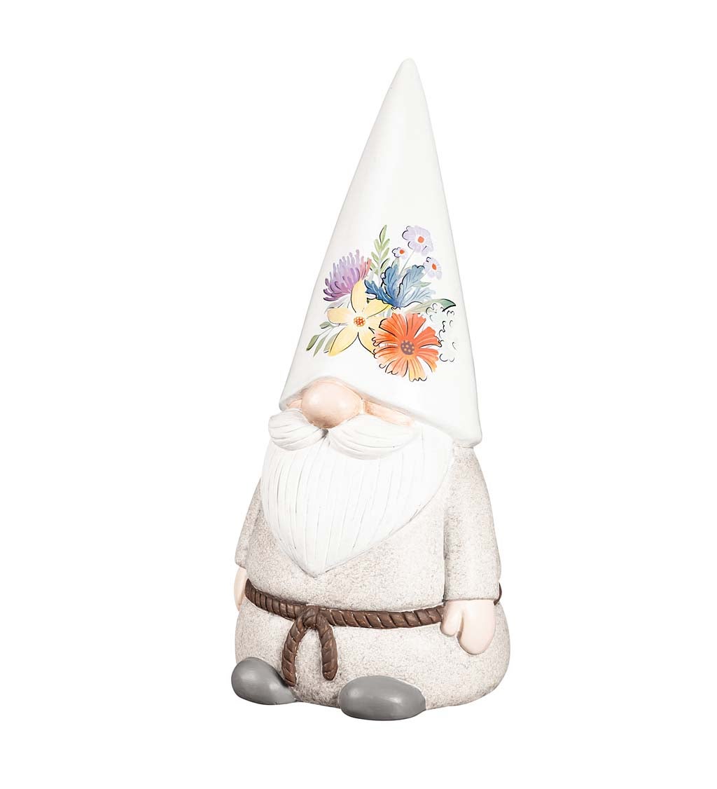 14"H Ceramic Wildflower Gnome Garden Statuary