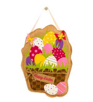 Easter Eggs in Basket Burlap Door Décor