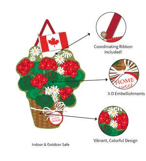 Canadian Basket of Flowers Burlap Door Décor