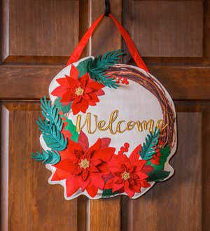 Poinsettia Welcome Wreath Door Decor