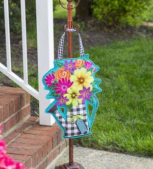 Buffalo Check Watering Can Door Décor