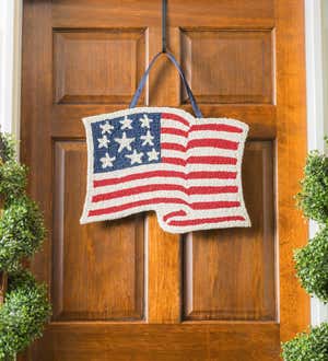 American Flag Hooked Door Decor