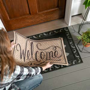 Cutout Scroll Embossed Floor Mat Tray, 36" x 24"