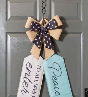 Black and White Dot Door Tag Bow