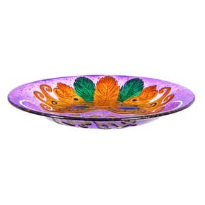 Hand Painted Mardi Gras Embossed Glass Bird Bath