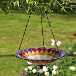 Tiffany Inspired Glass Hanging Petal Bird Bath
