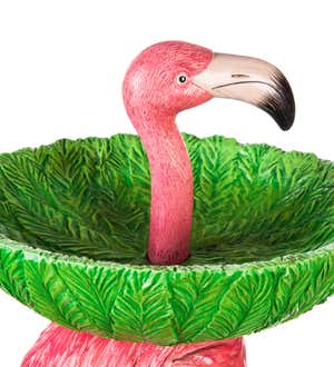 27.5"H Resin Pedestal Flamingo Birdbath
