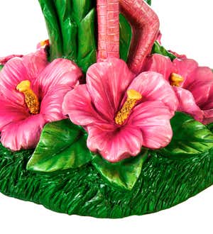 27.5"H Resin Pedestal Flamingo Birdbath