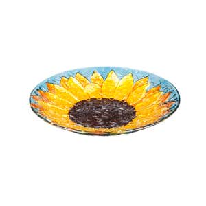 Sunflower Crushed Glass Bird Bath Bowl