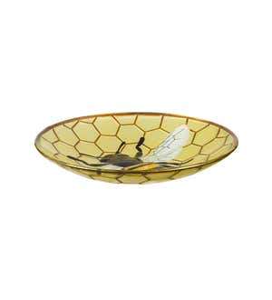 18" Glass Birdbath, Bee