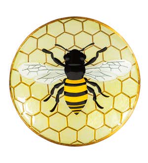 18" Glass Birdbath, Bee