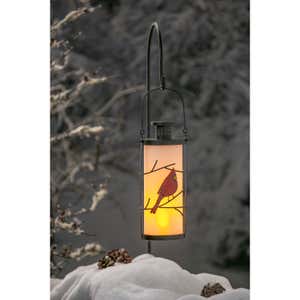 Cardinal Frosted Glass Battery Operated Fire Flame Glass Lantern