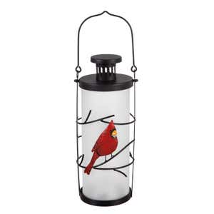 Cardinal Frosted Glass Battery Operated Fire Flame Glass Lantern