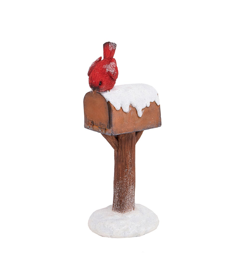 13.5"H Battery Operated LED Curious Holiday Cardinal Garden Statuary