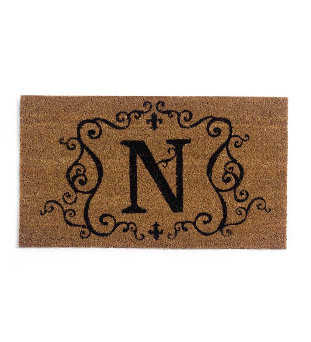 Monogram 'N' Decorative Coir Mat , 16" x 28"